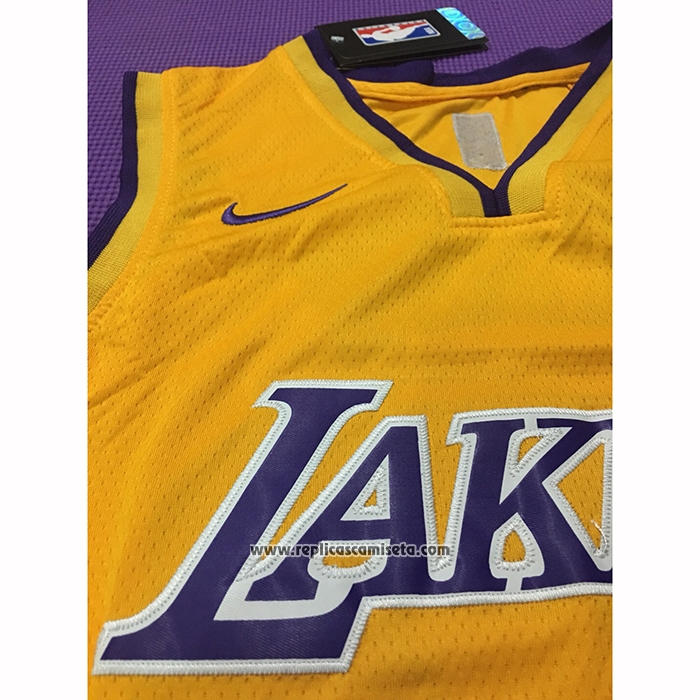 Camiseta Los Angeles Lakers Lebron James #23 Icon 2018 Amarillo